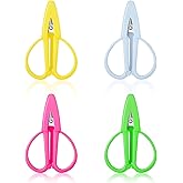 4 Pack Mini Scissors - Small Sharp Scissors All Purpose with Cover Tiny Detail Scissor for Travel Crafts Sewing Embroidery DIY (4 Colors)