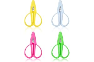 FLATRI 4 Pack Mini Scissors - Small Sharp Scissors All Purpose with Cover Tiny Detail Scissor for Travel Crafts Sewing Embroidery DIY (4 Colors)