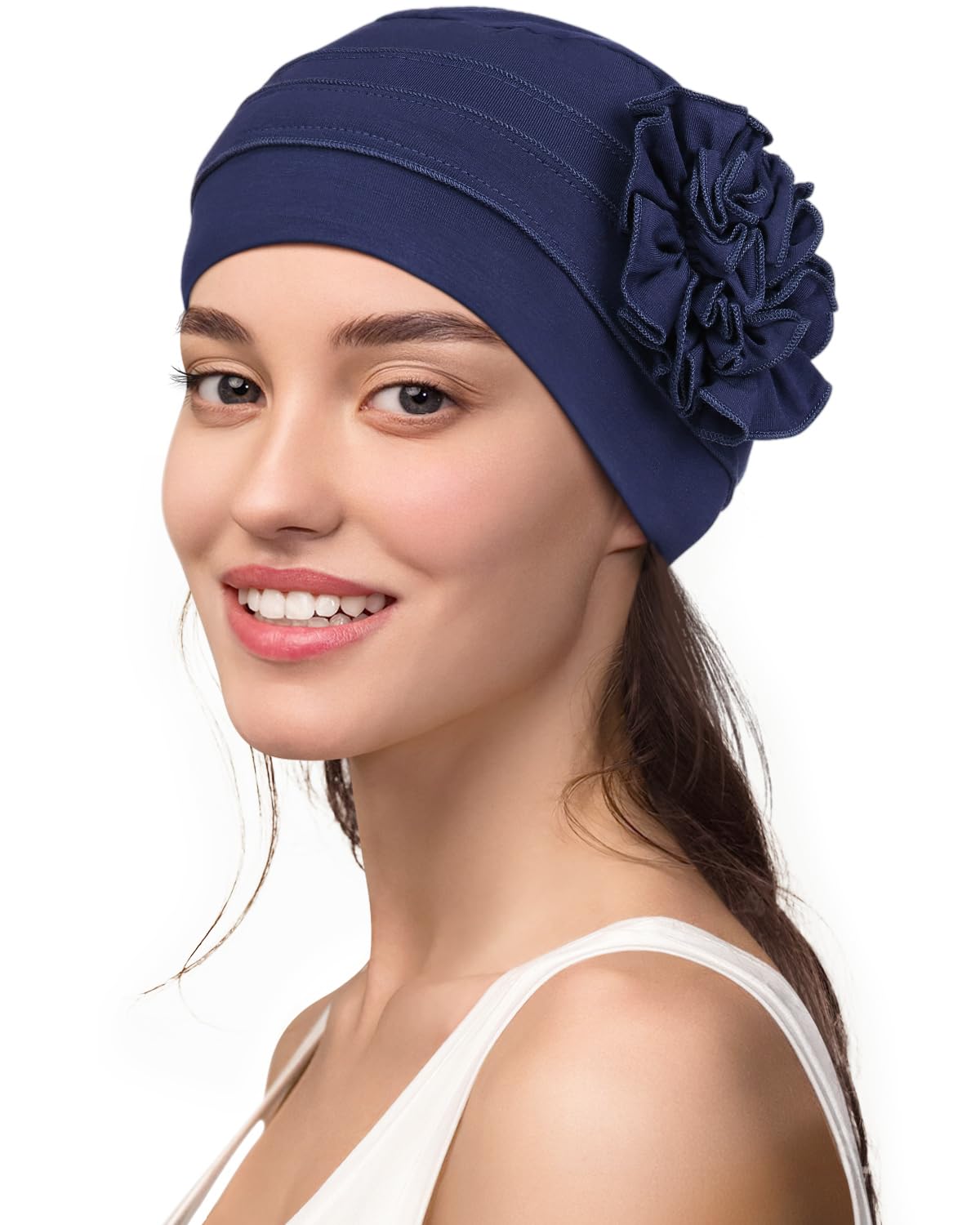 Photo 1 of Yuest Chemo Headwear for Women Soft Chemo Hats for Women Navy Blue