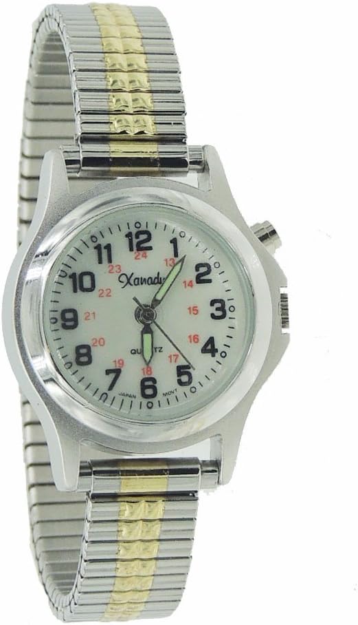 Ladie Indiglo Military Time Two Tone Stretch Band Watch