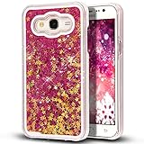 Galaxy Core Prime Case,NSSTAR Galaxy Core Prime [Liquid][Glitter] Case,Creative Design Flowing Liquid Floating Bling Glitter Sparkle Stars Clear Hard Case for Samsung Galaxy Core Prime G360(Hot Pink)