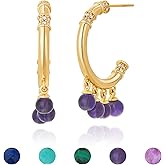 FETTERO Women Gold Hoop Earrings 14K Gold Plated 925 Sterling Silver Post Chunky Huggie Hoops Colored Tassel Boho Statement Earrings for Women Dainty Jewelry