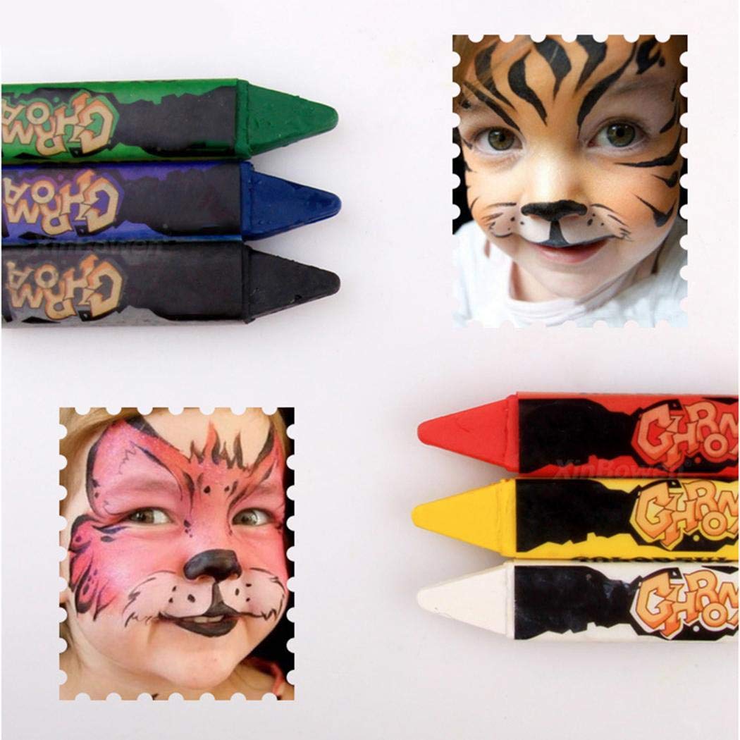 Whatyiu Fully Washable 12 Colors Face Paint Safe Face and Body Crayons Painting Pigments- Halloween Festival Party Makeup