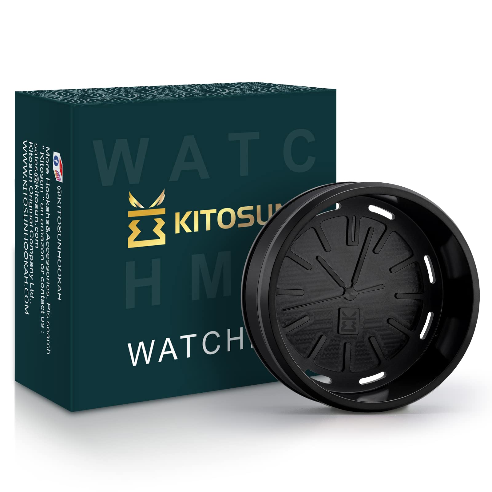 KITOSUN WatcHMD Charcoal Heat Management Device Stainless Steel HMD Coals Holders Tray, Easy Hold 3 Pieces 26 MM Coconut Charcoals Cubes (OwatcHMD-Black)