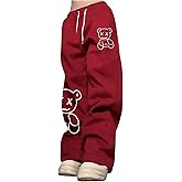 GORGLITTER Men's Graphic Baggy Sweatpants Y2K Bear Print Wide Leg Casual Workout Pants Athletic Uncuffed Trousers