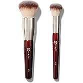 BK BEAUTY - LARGE BUFFER & ROUND FOUNDATION (2PC) - Professional Makeup Brush Set for Liquid or Cream Foundations, Powder & Blush | Premium Face Brushes for Flawless Application