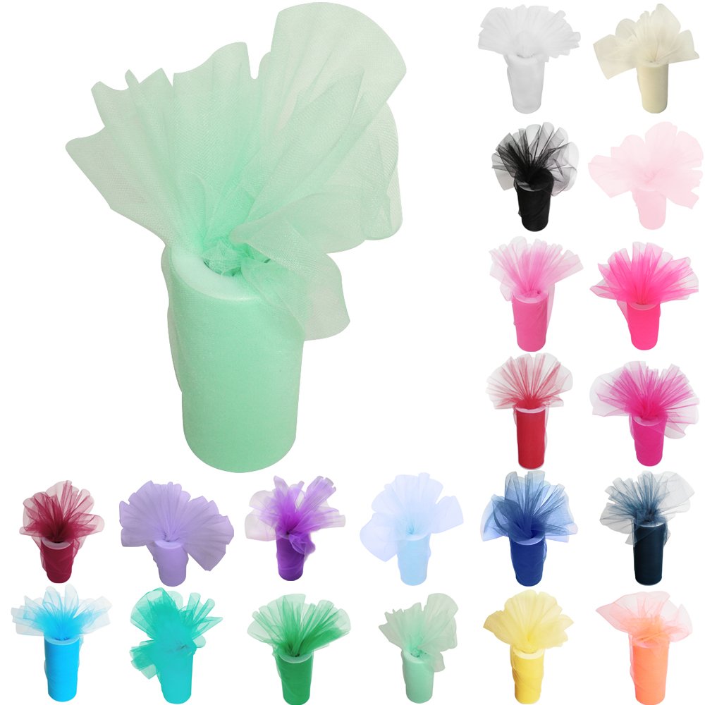 Time to Sparkle 6 Inchs x 25yards/75FT Tulle Roll Spool Tutu Party Birthday Wraping Crafts Bridal Bow Skirt Wedding Decor, Mint Green — image 1