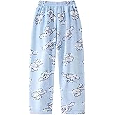 Satdflie Women's Cartoon Fleece Pajama Pants, Girls Winter Warm Cozy Pj Bottoms Plush Lounge Sleep Pant with Pockets