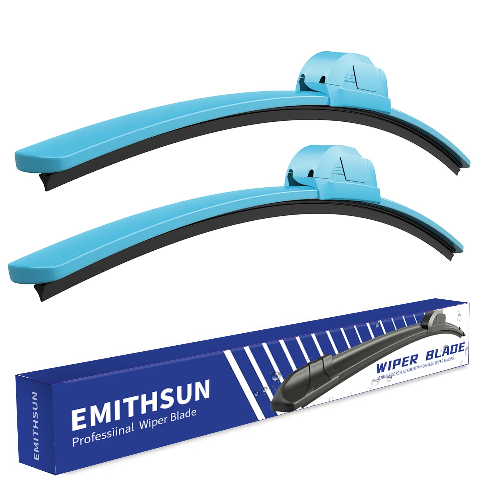 Photo 1 of EMITHSUN OEM QUALITY 22" + 22" Premium All-Seasons Stable And Quiet Blue Windshield Wiper Blades (Set of 2)
