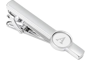 Dannyshi Men Tie Clip 2.1 Inch Silver plated Stainless 26 Letters A-Z + Gift Box