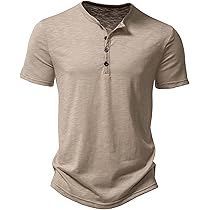 【COOR】 Regular fit henley t-shirt / 追跡付 Men's Henley Shirt Short Sleeve Summer Tops Casual