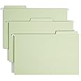 Smead FasTab Hanging File Folder, 1/3-Cut Built-in Tab, Legal Size, Moss, 20 Count (64083)