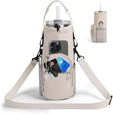 - Bolsa de botella de agua, 40 oz (1,2 L), blanco, correa de hombro