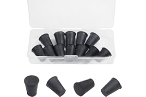GPJYYDS 12pcs Lab Rubber Stoppers 8x13x17mm Black Tapered Shaped Solid Small Rubber Stopper for Lab Tube Stopper Size 000# Hole Stopper