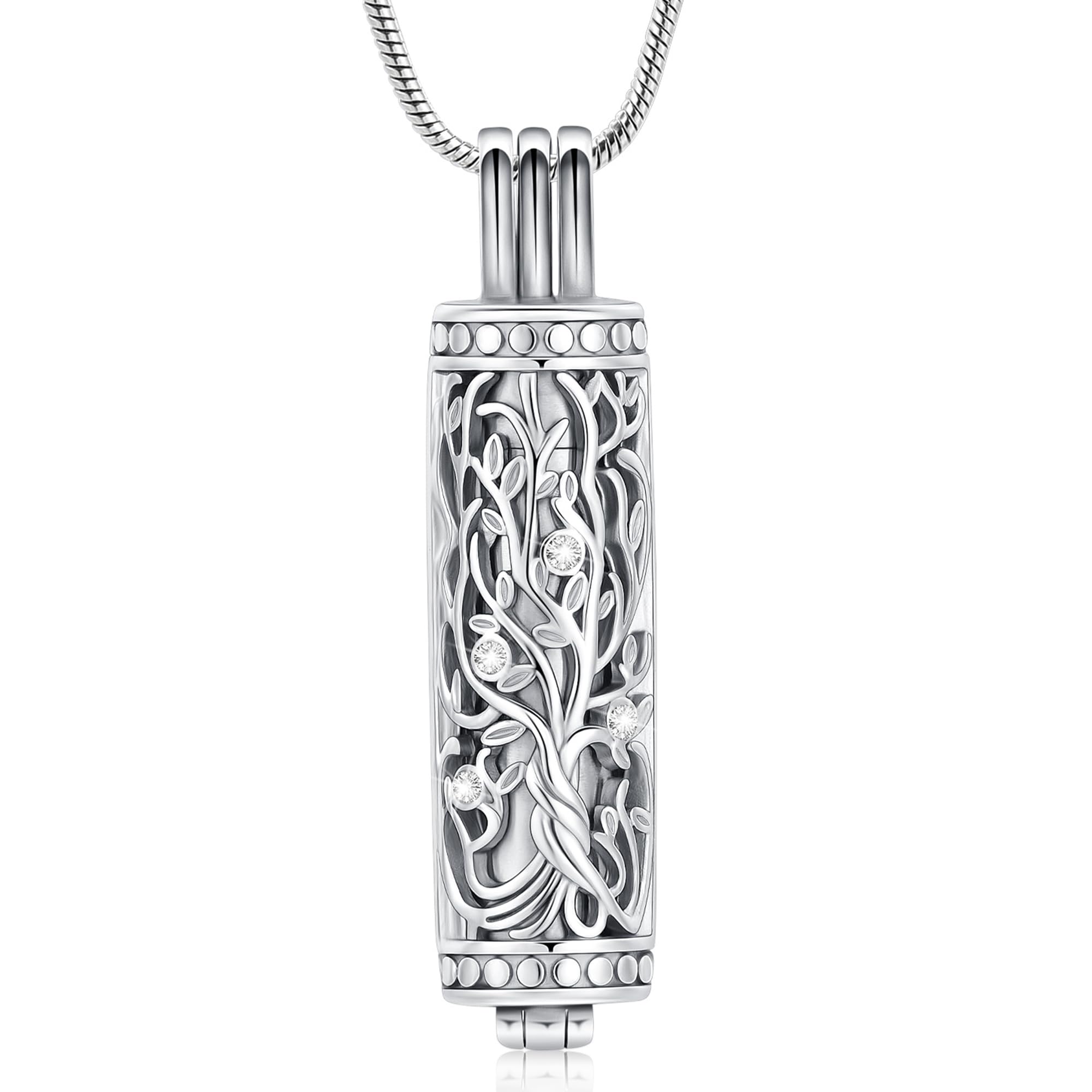 VCCWYQK Cremation Jewelry Urn Necklace for Ashes Pendant with Hollow Vial Cylinder Cremation Keepsake Memorial Lockets Ashes Holder for Women Men Pet