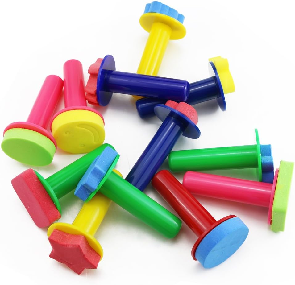 Kuqqi 12pcs Assorted EVA Sponge Painting Stamper Foam Sponge Brush Painting Tools for Painting Drawing Crafts and DIY