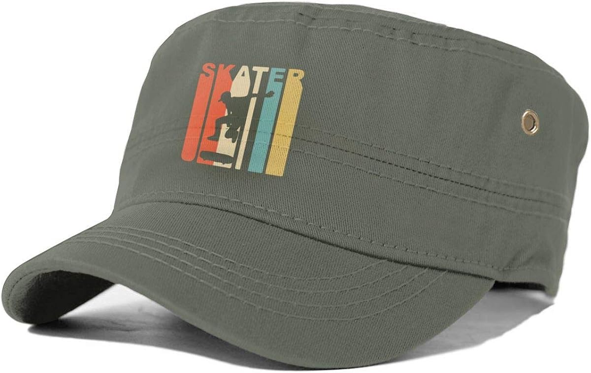 EYFlife Retro 1970's Skater Skateboarding Cadet Army Cap Basic Everyday