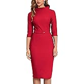 MUXXN Women's 1950s Vintage 3/4 Sleeve Elegant Collar Cocktail Evening Dress