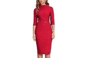 MUXXN Women's 1950s Vintage 3/4 Sleeve Elegant Collar Cocktail Evening Dress