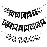 Fanmayhe Soccer Birthday Banner, Soccer Party Decorations, Black and White, 6x8 Inches, Standard Banner, Indoor/Outdoor, RM Team Name