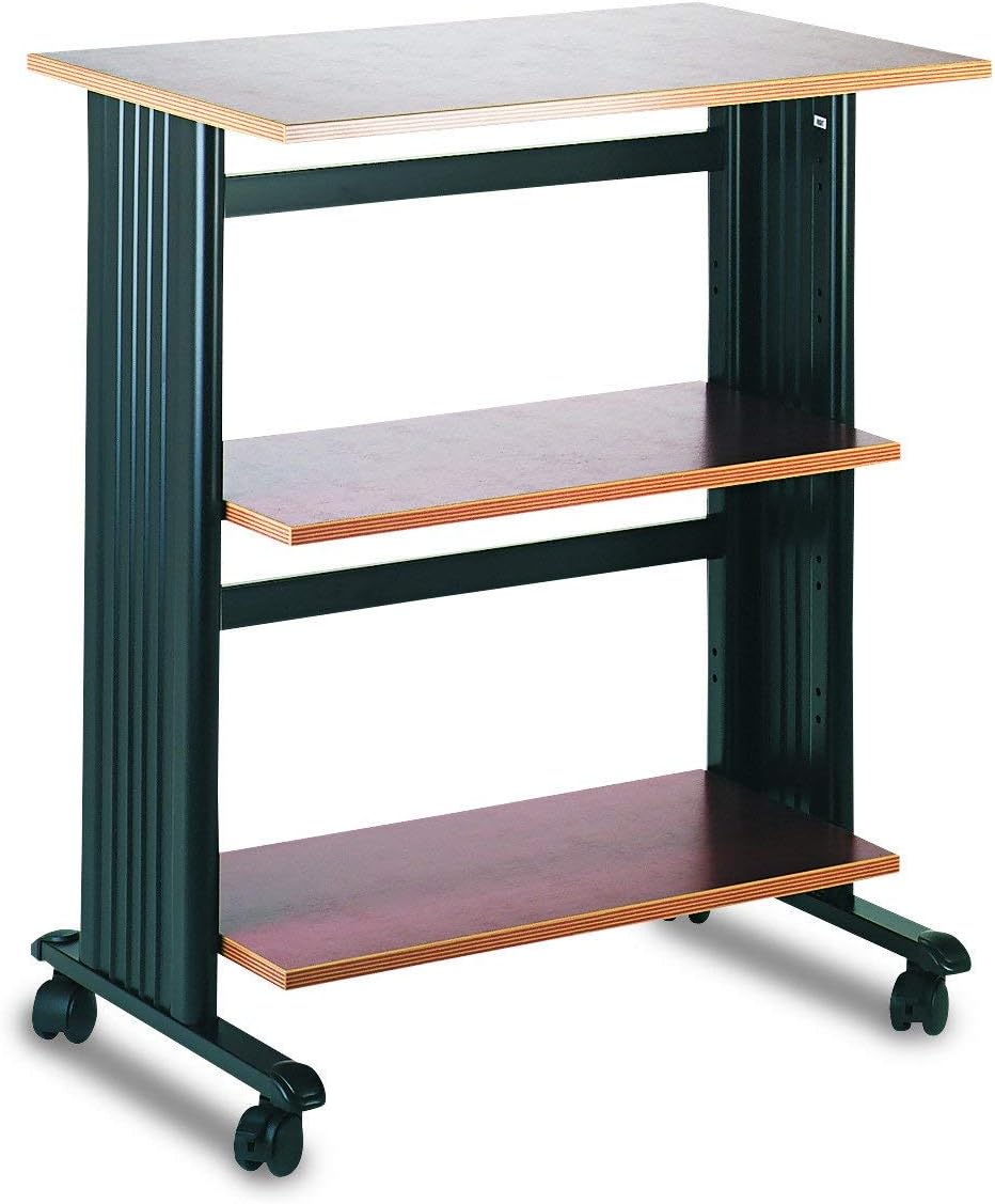 Safco Products Muv Adjustable Printer Stand , Medium Oak, Swivel Wheels, Two Adjustable Shelves: Furniture & Decor