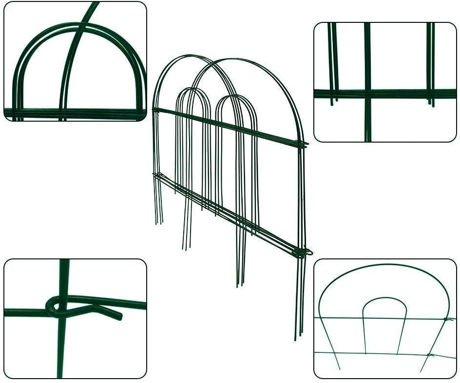 Amagabeli Garden Home Decorative Garden Fence 35PCS 46CM(H) X 15.24M(L) Metal Rustproof Iron Landscape Wire Folding Picket Fencing Panel Garden Border Dog Fence Patio Gates and Fences Green - Image 5