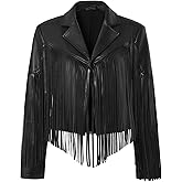 CXMNJ Fringe Faux Leather Jacket Western Cowgirl Jacket Tassel Crop Moto Top Country Concert Outfits For Women