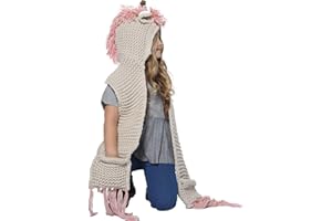 SENSERISE Winter Kids Warm Animal Hats Knitted Hood Scarf Beanies