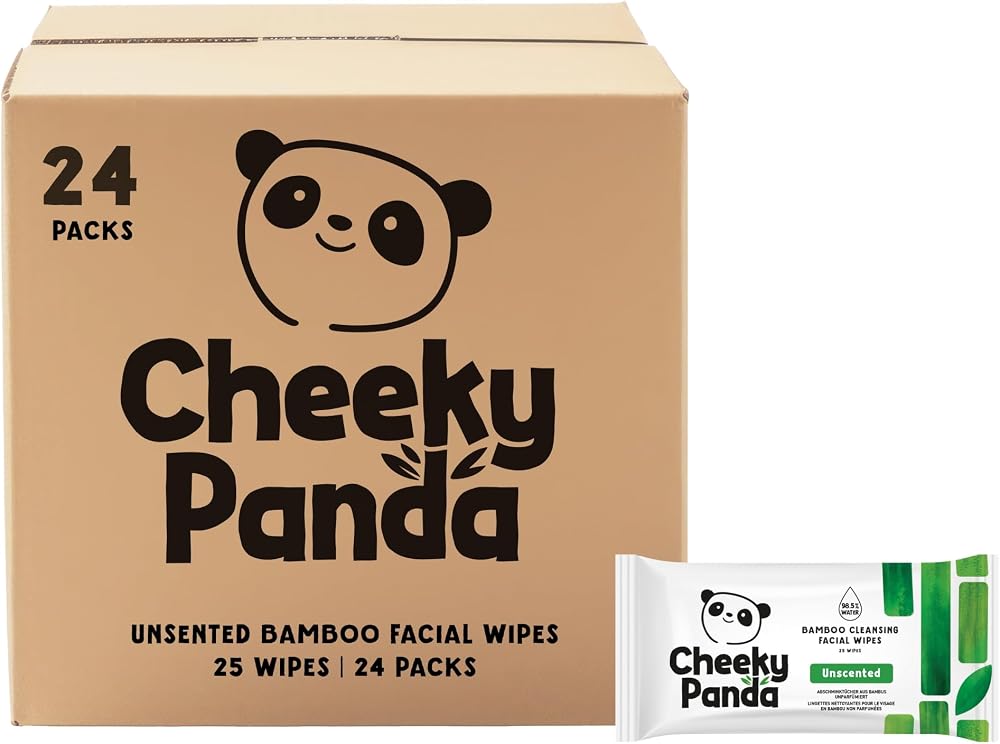 The Cheeky Panda 100% Bamboo Facial Cleansing Wipes Unscented 25 Wipes 24 Pack