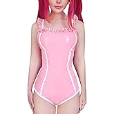 Littleforbig Sleeveless Adjustable Straps Faux Leather Shiny Onesie Pajamas Bodysuit - Latex-like Babygirl in Training Onesie