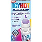Icy Hot Original Pain Relief Nighttime Recovery No-Mess Roll-On Applicator, Fast-Acting Pain Relief with Menthol 8% for Backa
