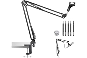 NEEWER Microphone Arm Stand, Suspension Scissor Boom Mic Arm Desk Mount with Clip & 3/8" to 5/8" Adapter Compatible with Blue Yeti Snowball HyperX QuadCast SoloCast Shure, Max Load 3.3 lbs, MS006