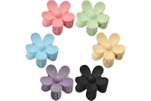 MAJOMI Flower Hair Clips 6PCS Flower Claw Clips Cute Hair Claw Clip Daisy Clips Matte Large Claw Clips Strong Hold Jaw Clamps Thick Hair Accessories Thin Hair Claw 6 Color for Women Girl Gift