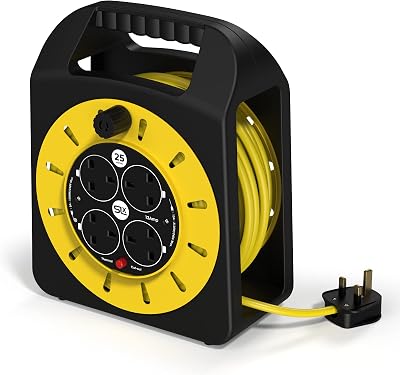 SLx 25m Outdoor Extension Lead 4 Socket Reel 13A UK Plug Thermal Cut Out