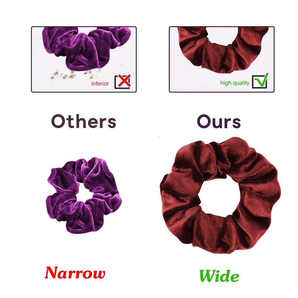 AUOTO 50 Pcs Velvet Hair Scrunchies Colorful Elastic Velvet Hair Bands Scrunchy Hair Ties Ropes Scrunchie for Women and Girls Hair Accessories