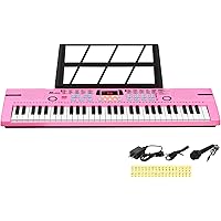 24HOCL Kids Piano Keyboard, 61 Key Electronic Keyboard Portable Digital Music Keyboard, Learning Keyboard with Microphone Mus