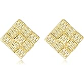 Lumwzt Gold Earrings for Women Heart/Square Gold Earrings Modern Statement Studs Earring Jewelry Gifts for Her