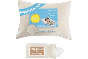 LOFE Organic Kids Pillow - 16x22, 100% Organic Cotton Shell, Polyester Fill, Adjustable Loft, Machine Washable, Soft, Perfect