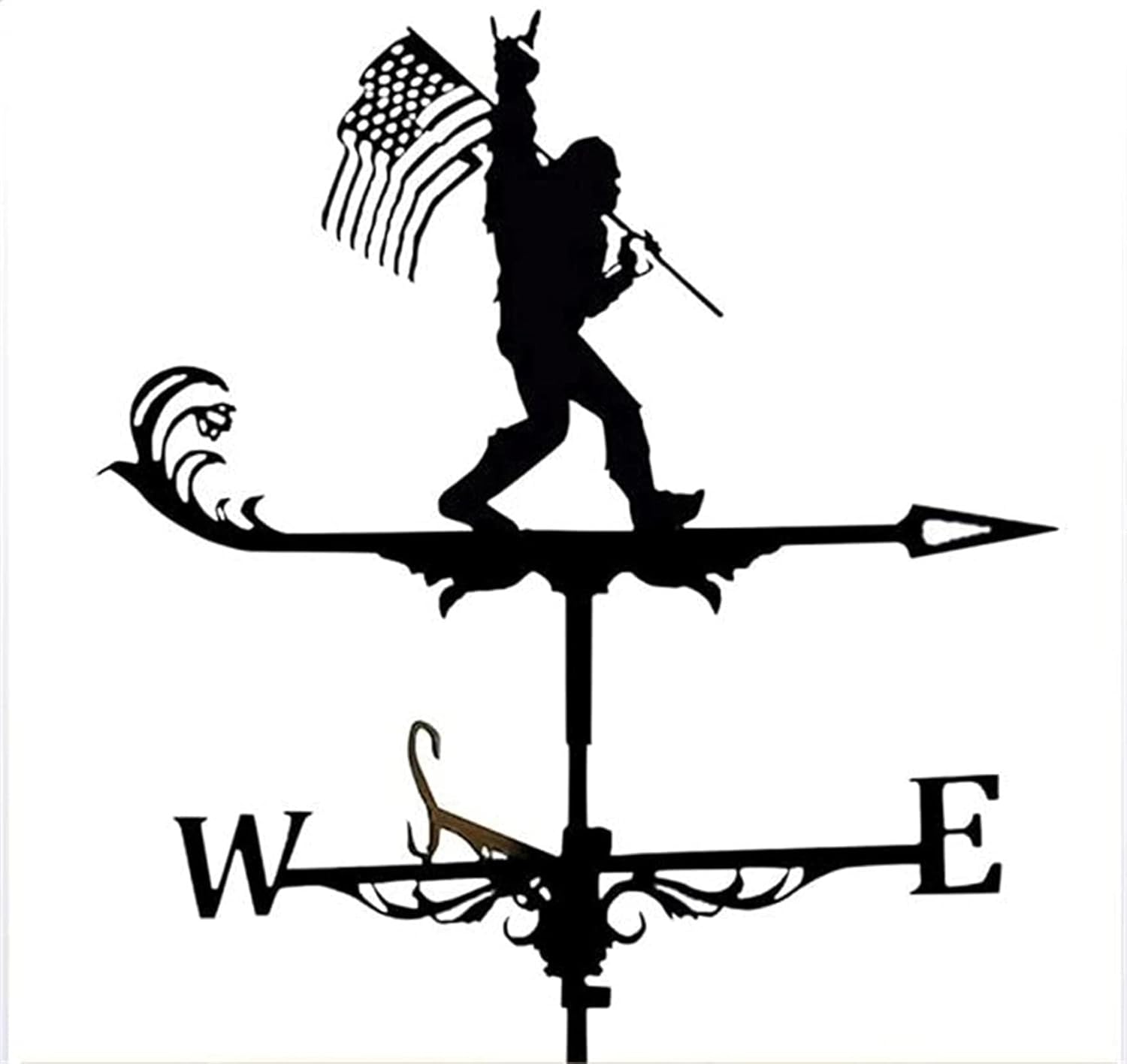 Weathervanes - NOALED Weather Vane, Decor Wind Vane Mount Garden Yard Decoration, Stainless Steel Weather Vane Farm Scene Wind Direction Indicator, Flag Bigfoot