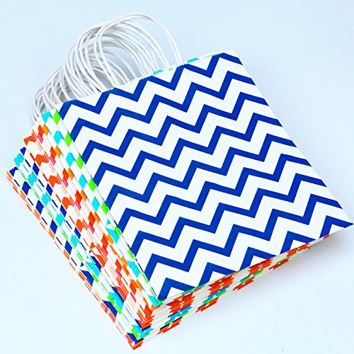 Coobey 18 Pieces Paper Bags 10.6x8.6x4.3 Inches Kraft Tote Bag Gift Bag with Handle for Birthday Tea Party Wedding and Kids Party Celebrations, 6 Colors