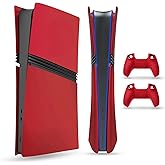 PEYANZ Faceplate for PS5 Pro (Digital Edition), Cover Plate, ABS Shell, Matt Skin, with Extra 2 Controller Silicone Covers (Red)