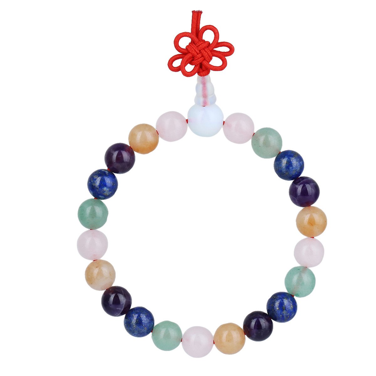 KYEYGWO Mala Prayer Beads Bracelet for Woman, Semi Precious Solid Color Round Stretch Bracelets, Mixed Stone