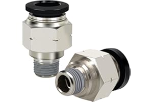 HOFUJNG Pneumatic Male Straight 3/8 Inch Tube OD x 1/8" NPT Push to Connect Fittings Mode PC3/8xN01(Pack of 2)