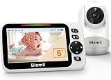 Blemil 5 Inch Split-Screen Baby Monitor 1000ft 30H Battery Night Vision Pan view 1