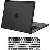MOSISO Crack-Resistant Hard Case Compatible with MacBook Air 13 inch, 2026 2025-2022 M4 A3240 M3 A3113 M2 A2681, Shell with Soft TPU Bumper&Keyboard Cover for MacBook Air 13.6 inch Case, Black