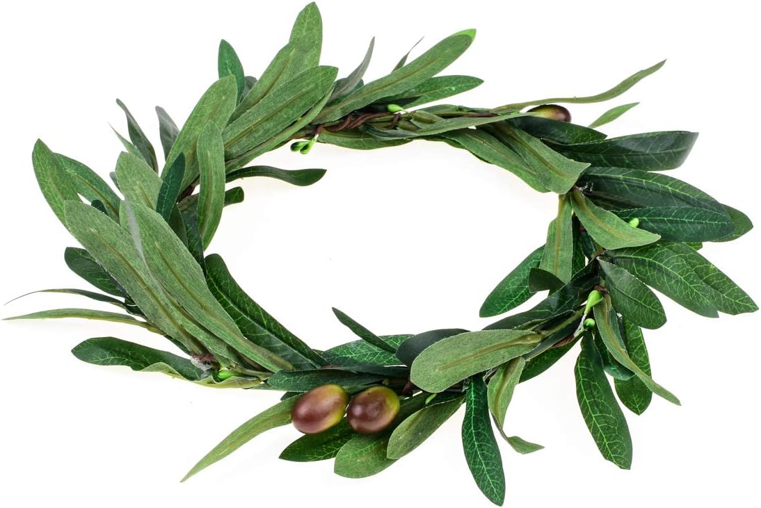 Floral Fall Artificial Olive Leaf Greece Flower Halo Bridal Headpiece Greenery Crown HC-32 (Olive Leaf)