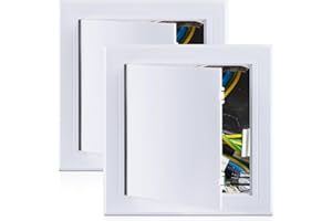Menkxi 2 Pack 12 x 12 Plastic Plumbing Access Panel for Drywall, Door Electrical Cover White PVC Removable Hinged Panel Wall Hole Cover(2 Pack,12 x 12 Inch)