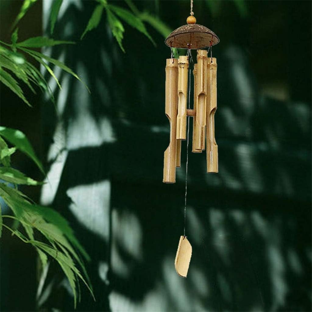 Janly Clearance Sale Bamboo Wind Chimes and Coconut Fair Trade Wind Chime Outdoor by Gifts 46cm Long, Home Decor (Brown)
