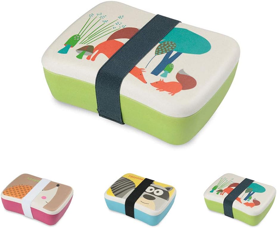 Biozoyg Lunch Box A Bento Enfants Bambou I Boite A Lunch Avec Boite A Collation Supplementaire I Motif Mixte Renard De Creche I Lunch Set To Go Sans Bpa Et Sans