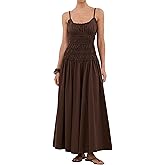 DURUNUL Womens Summer Spaghetti Strap Maxi Dress Scoop Neck Ruched Flowy Long Dresses Casual Sleeveless Cotton Sundress